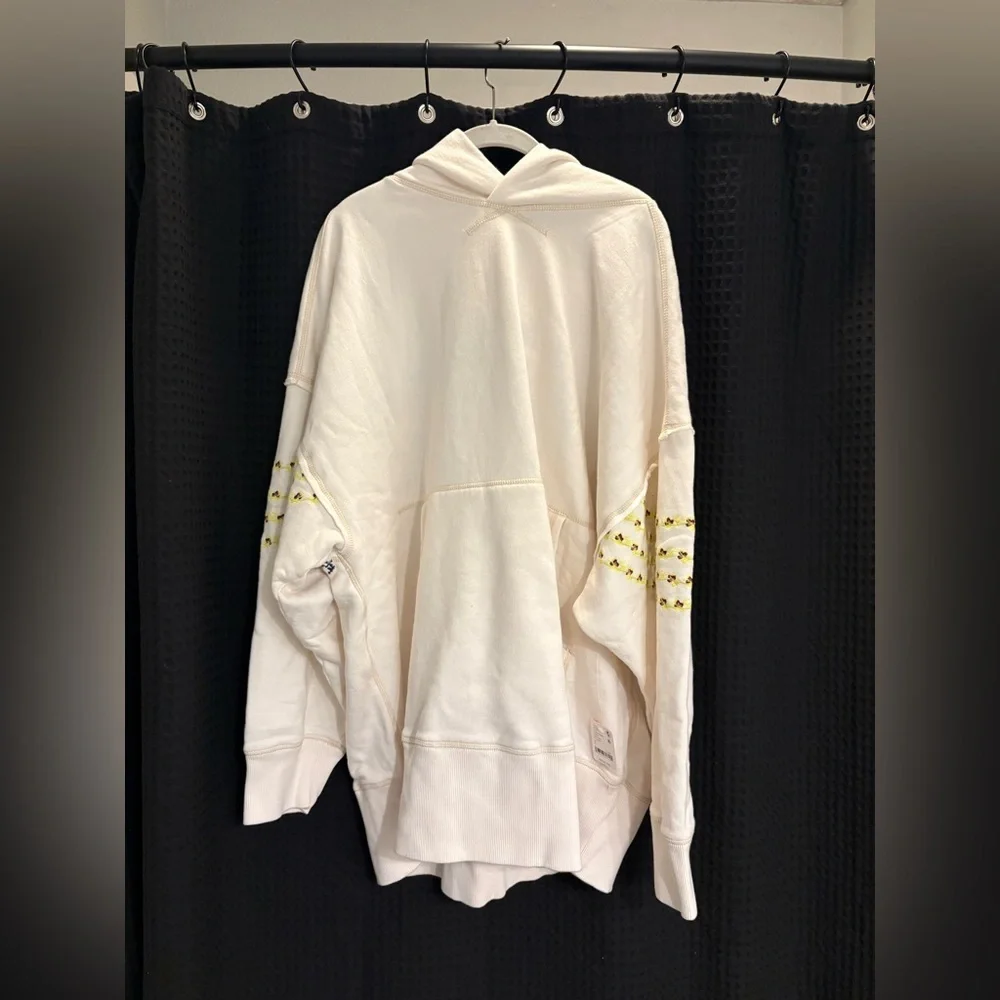 Free People At My Best Embroidered Hoodie Large Color: Ivory Combo NWT - Picture 3 of 6